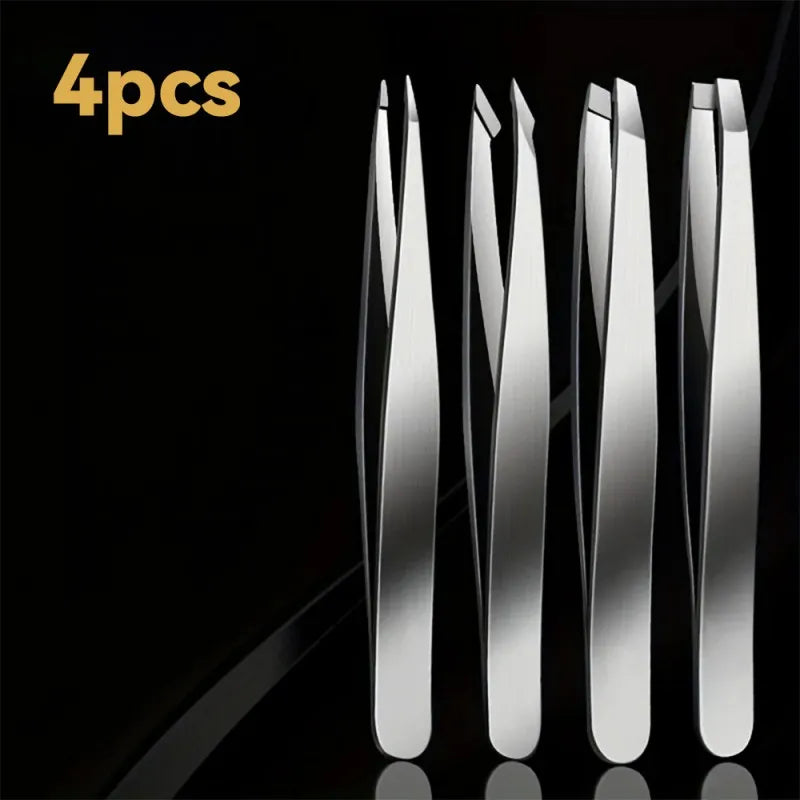  4-Piece Precision Tweezers Set for Eyebrow Shaping and Hair Removal,HH-AA29