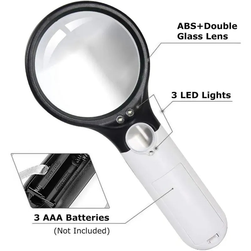 45x Handheld LED Magnifier for Jewelry, Reading, and Fine Detail Work,HH-AA43