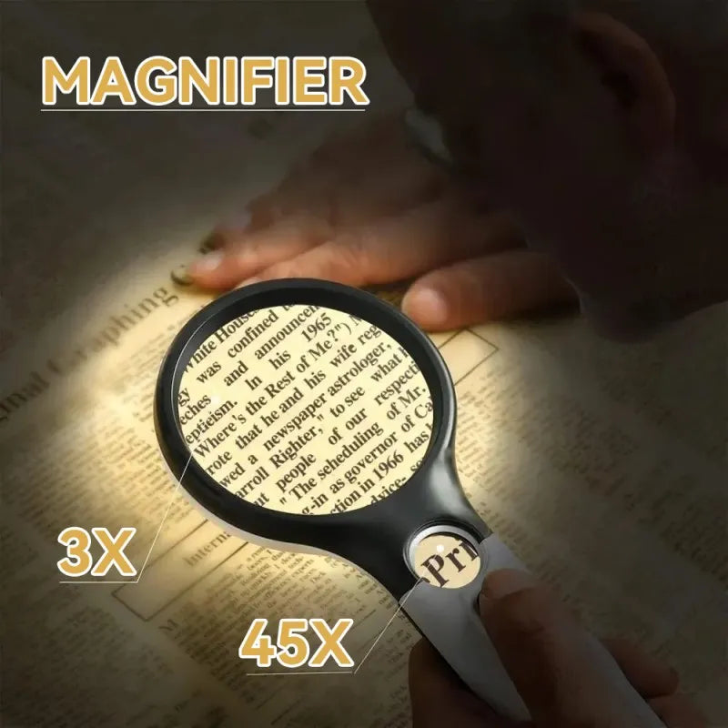 45x Handheld LED Magnifier for Jewelry, Reading, and Fine Detail Work,HH-AA43