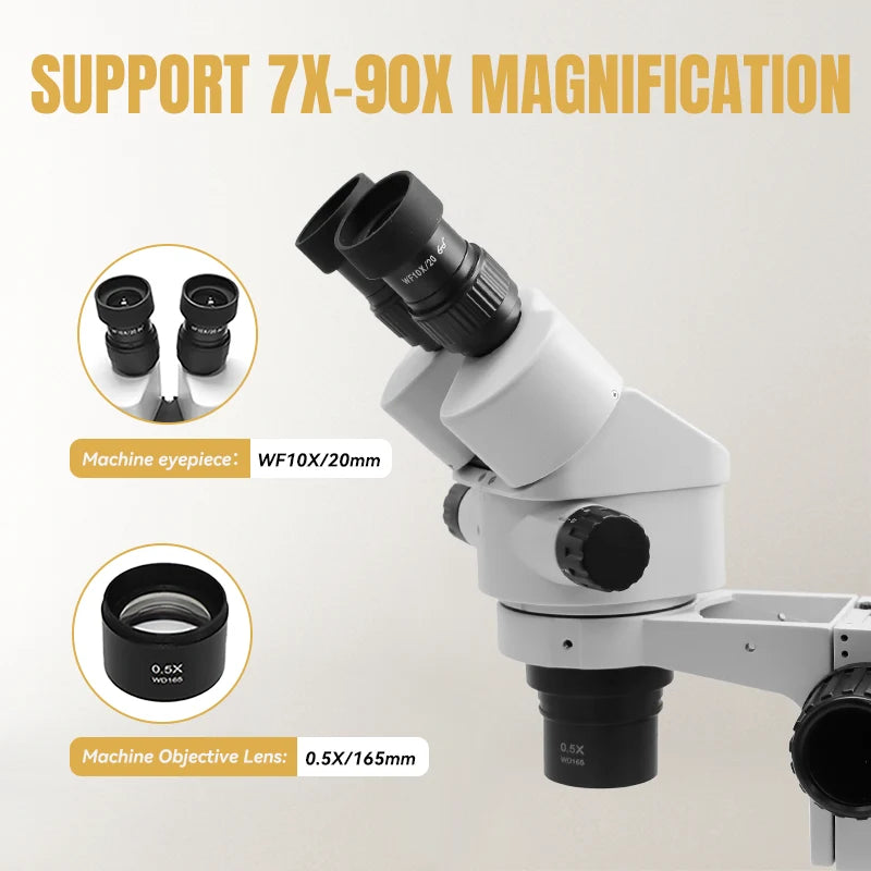 Katway HH-MH03A Binocular Microscope Stereo Zoom,56-Bulb LED Ligh,Boom-Arm Standt,7X-90X Magnification