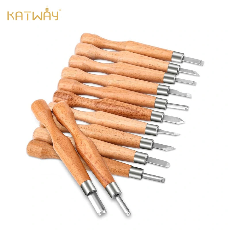 12 Pieces Carbon Steel Carving Knife Set Woodworking Chisel Tools, HH-SG07