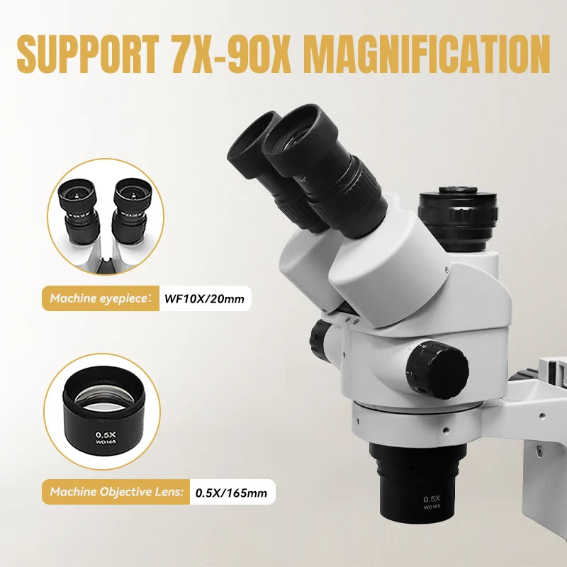 Katway HH-MS03B Trinocular Stereo Zoom Microscope,Clamping Articulating Arm Stand LED Light Includes LCD Digital