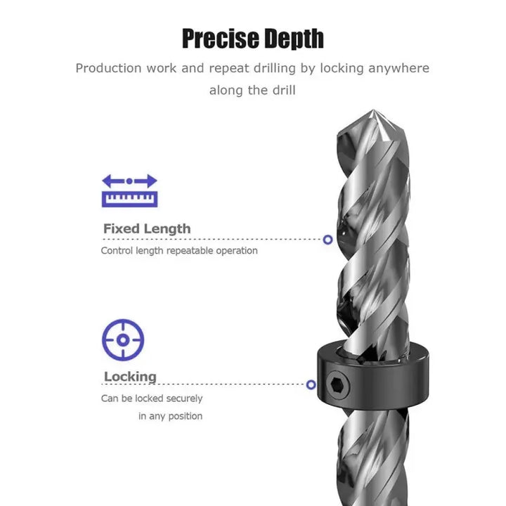 Adjustable Drill Bit Depth Stop Collar Set with Allen Wrench and Positioning Rings,HH-AA98