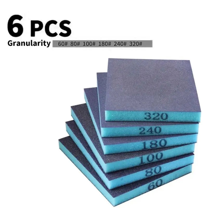 6PCS Reusable Sanding Sponges, 60-320 Grit Wet/Dry Abrasive Blocks for Metal and Wood Polishing,HH-AA96