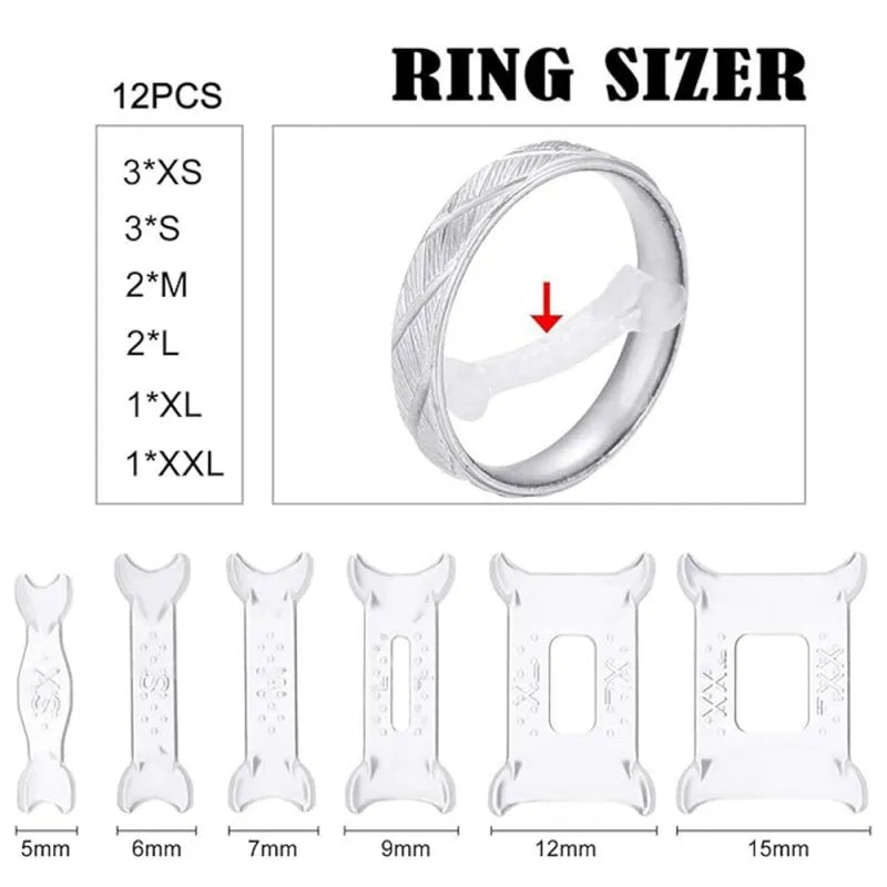 12PCS Ring Size Adjuster Set with Fixed Reduction Pads for Ring Resizing，HH-AA73