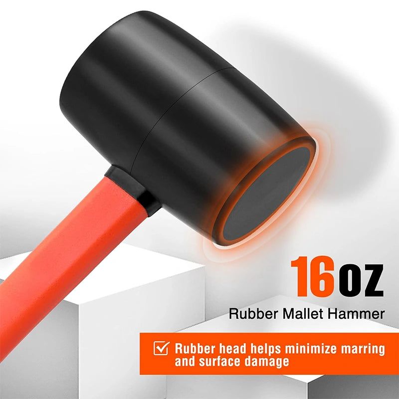 Double-Sided Soft-Head Rubber Hammer with Shock-Absorbing Fiber Handle, HH-LH09