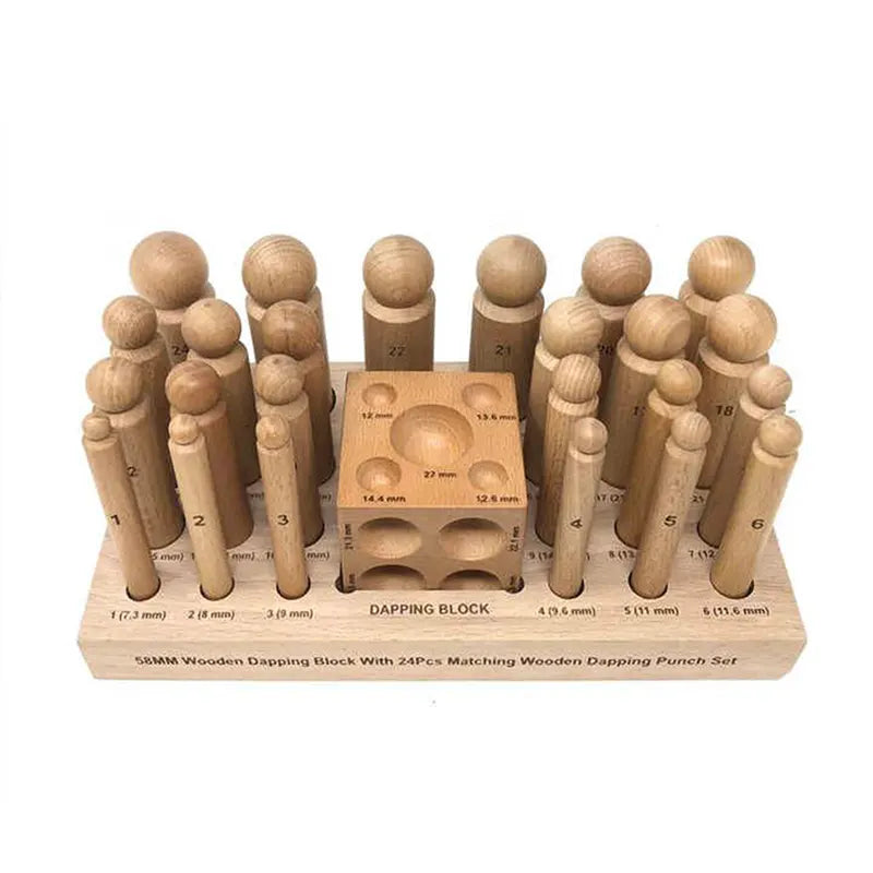 24-Piece Wooden Punch and 58mm Punch Block Set, HH-WP01