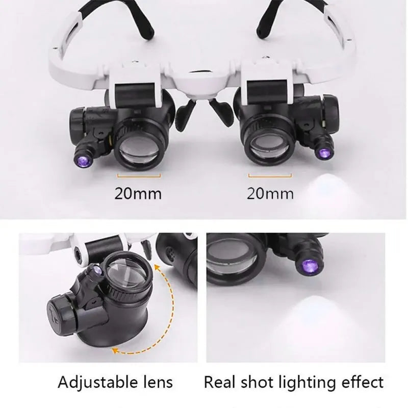 Magnifying Headband with LED Lights and 8x, 15x, 23x Lens Options,HH-AA39