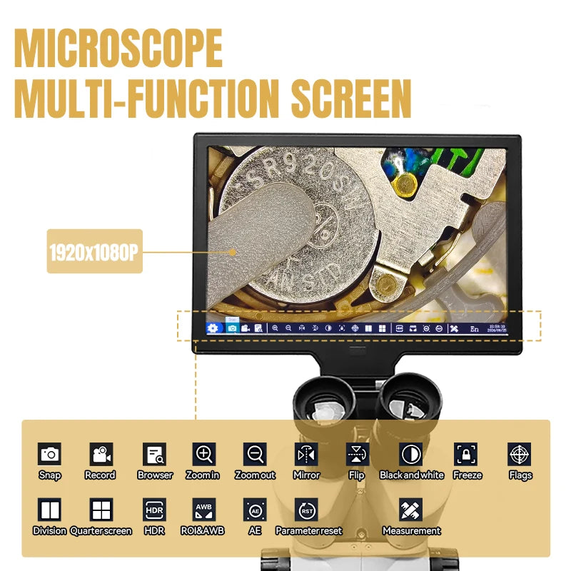 Katway HH-MS03B Trinocular Stereo Zoom Microscope,Clamping Articulating Arm Stand LED Light Includes LCD Digital