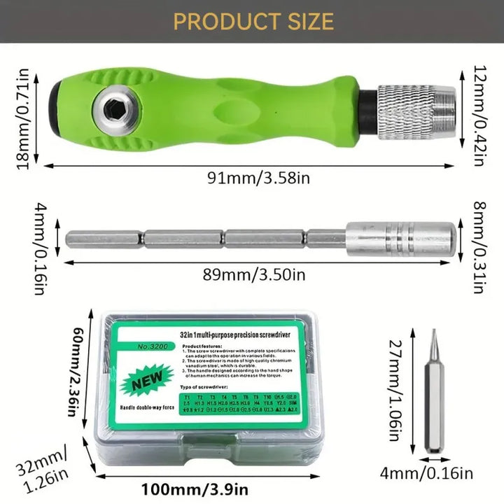 32-Piece Mini Precision Screwdriver Set with Magnetic Tips for Device Repairs,HH-AA38