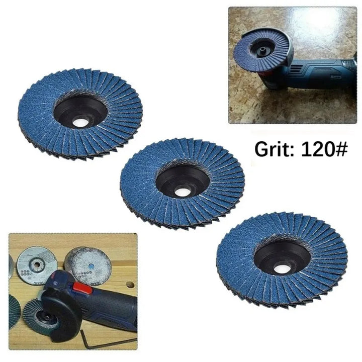 3-Inch (75mm) Flat Flap Discs Set, 3pcs Grinding Wheels for Wood Cutting, Sanding, Polishing, and Abrasive Angle Grinder Tools,HH-AA84