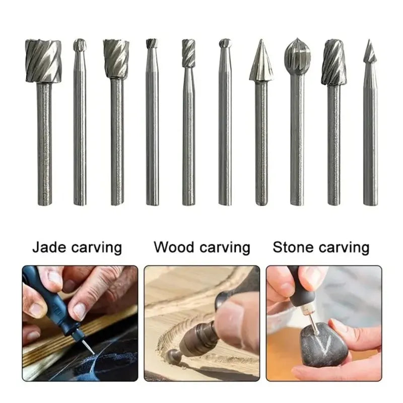 10pc High-Speed Steel Rotary File Kit for DIY Projects and Woodworking,HH-AA54