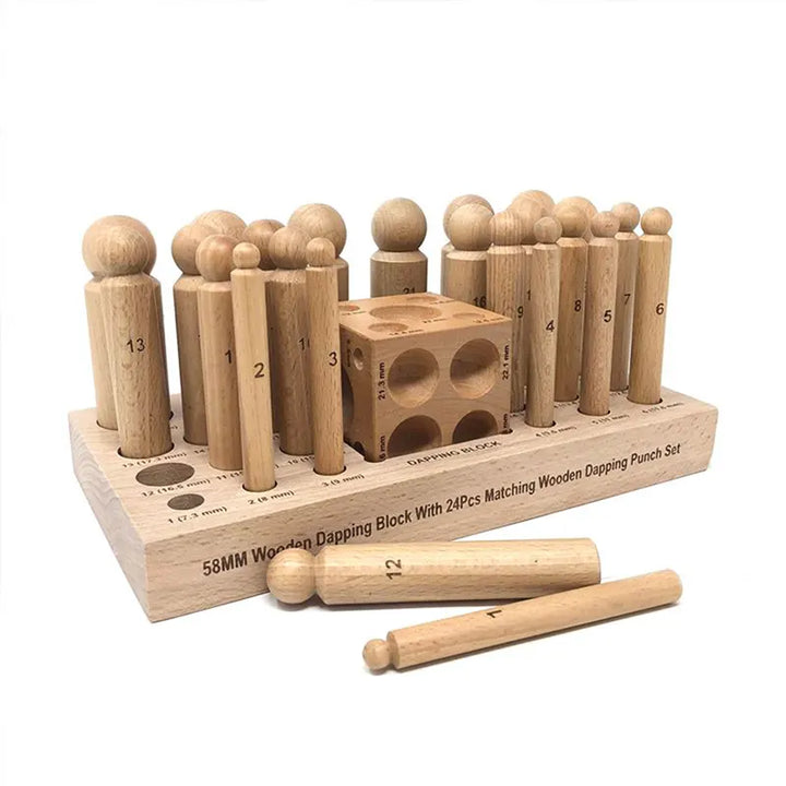 24-Piece Wooden Punch and 58mm Punch Block Set, HH-WP01