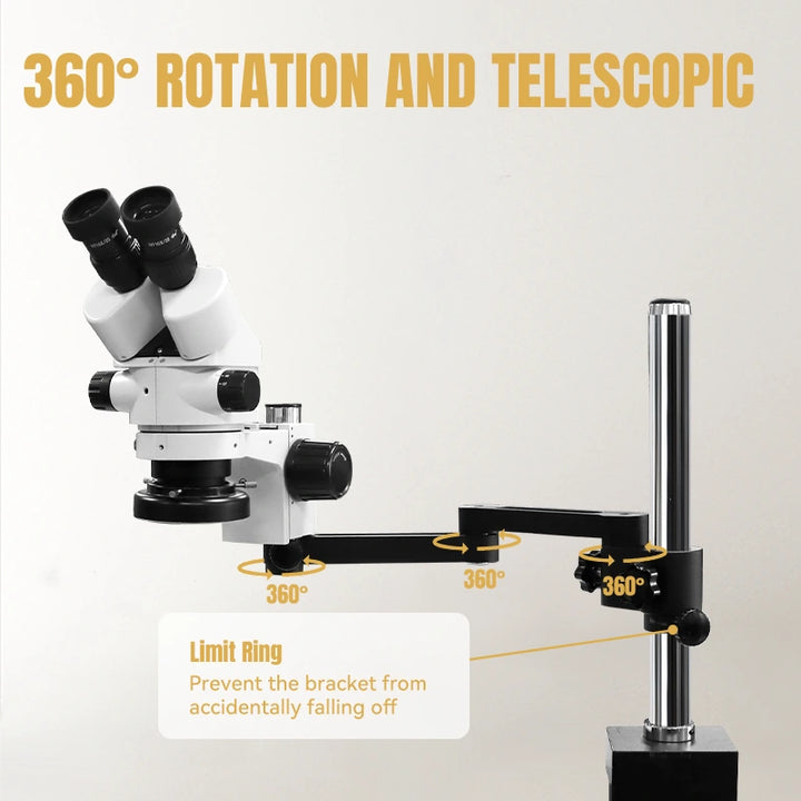 Katway HH-MS03A Binocular Stereo Zoom Microscope,Clamping Articulating Arm Stand 7X-90X Magnification- LED Light