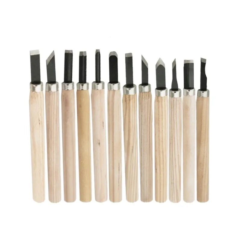 12-Piece Wood Carving Chisel and Knife Set for DIY Projects, Precision Wood Cutting, and Detailed Hand Gouging，HH-AA81