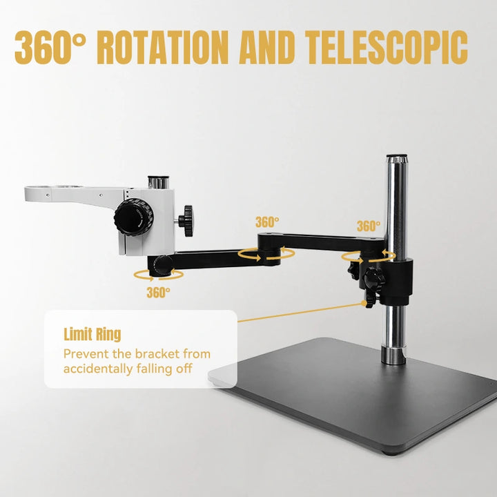 Katway HH-MH02A Binocular Stereo Microscope,Articulating Arm Stand with Base Plate,7X-90X Magnification with LED Light