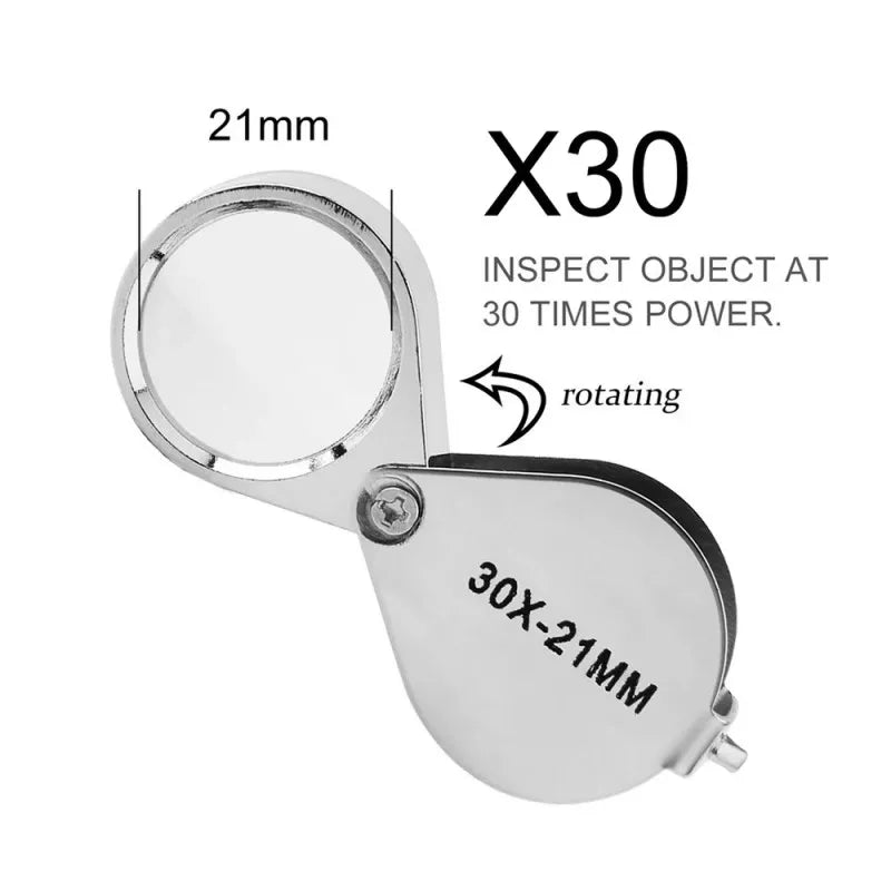 Foldable 10-30X Pocket Magnifier, Jewelry Loupe for Diamond Inspection and Reading,HH-AA83