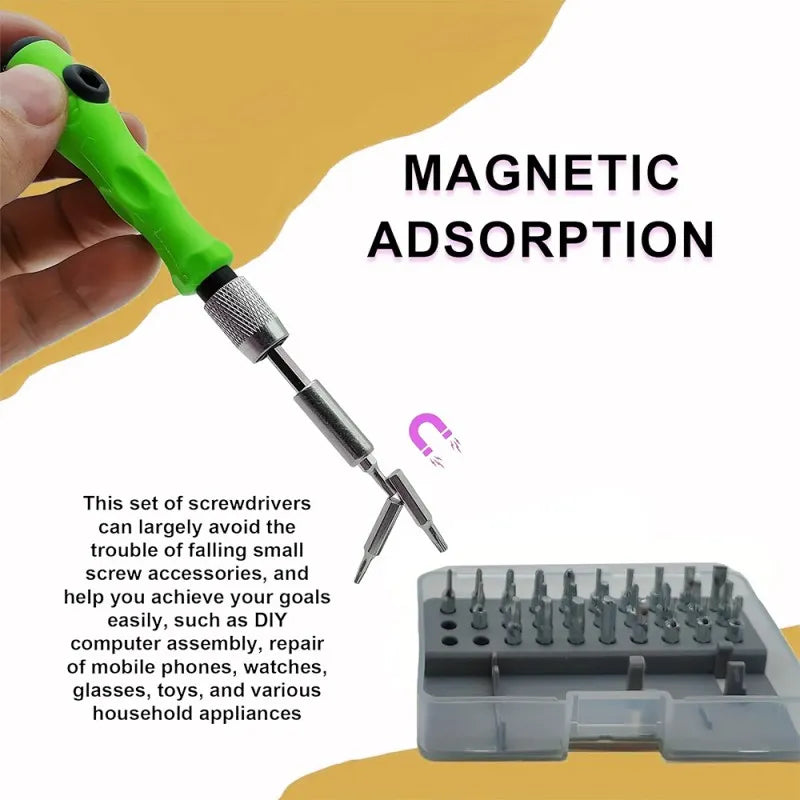 32-Piece Mini Precision Screwdriver Set with Magnetic Tips for Device Repairs,HH-AA38