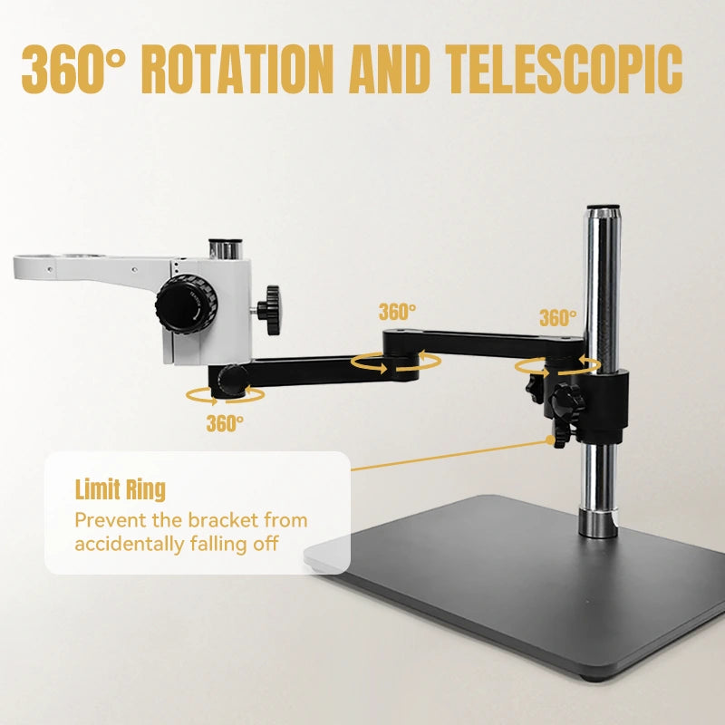 Katway HH-MH02B Trinocular Stereo Microscope, Articulating Arm Stand with Base Plate,7X-90X Magnification, with LCD Digital