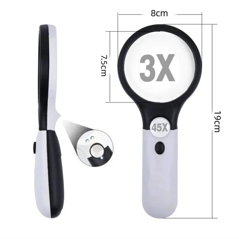 45x Handheld LED Magnifier for Jewelry, Reading, and Fine Detail Work,HH-AA43