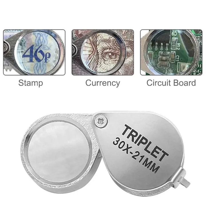 Foldable 10-30X Pocket Magnifier, Jewelry Loupe for Diamond Inspection and Reading,HH-AA83