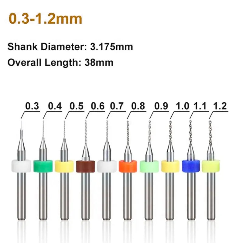 Precision Carbide Gun Drill Bit Set, 0.1-1.2mm for CNC PCB，HH-AA70