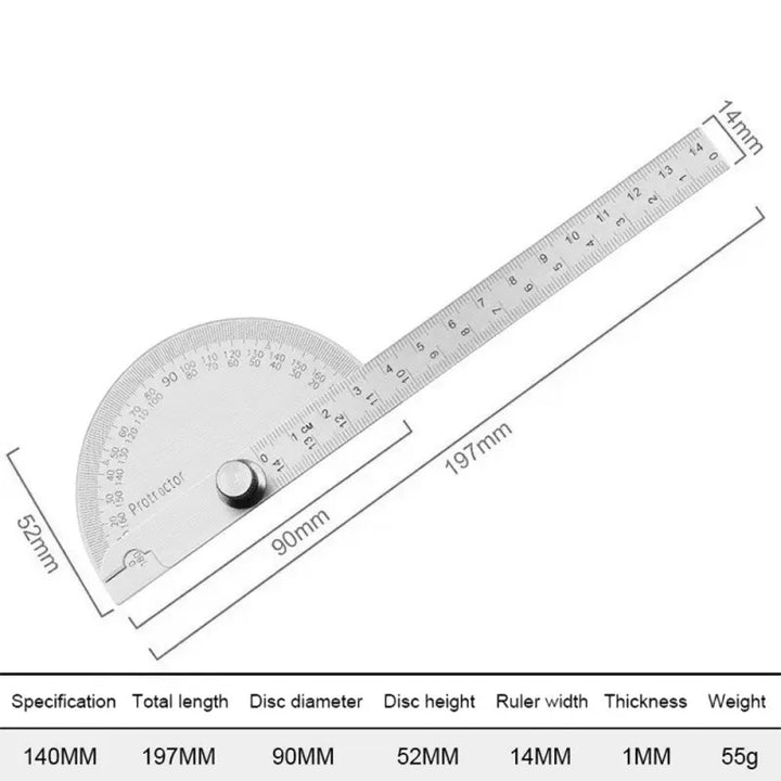 Semi-Circular 180° Protractor Angle Measuring Tool, 14cm Carpenter Divider Ruler,HH-AA90