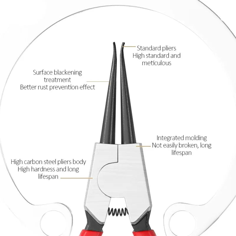 5-Inch Needle Nose Circlip Pliers for Locking Rings and Shaft Assembly,HH-AA46