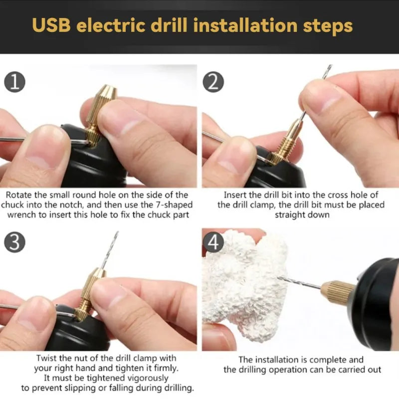 USB-Powered Mini Drill for DIY Resin Jewelry, Woodworking, and Craft Carving Projects,HH-AA27