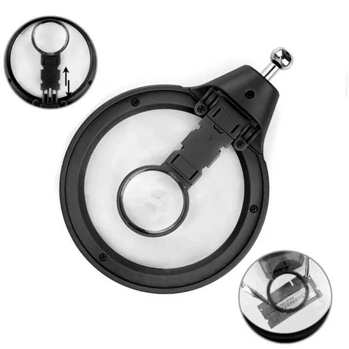 3-in-1 LED Magnifying Glass with Auxiliary Clip and Soldering Iron Stand for Welding and Repairs,HH-AA82