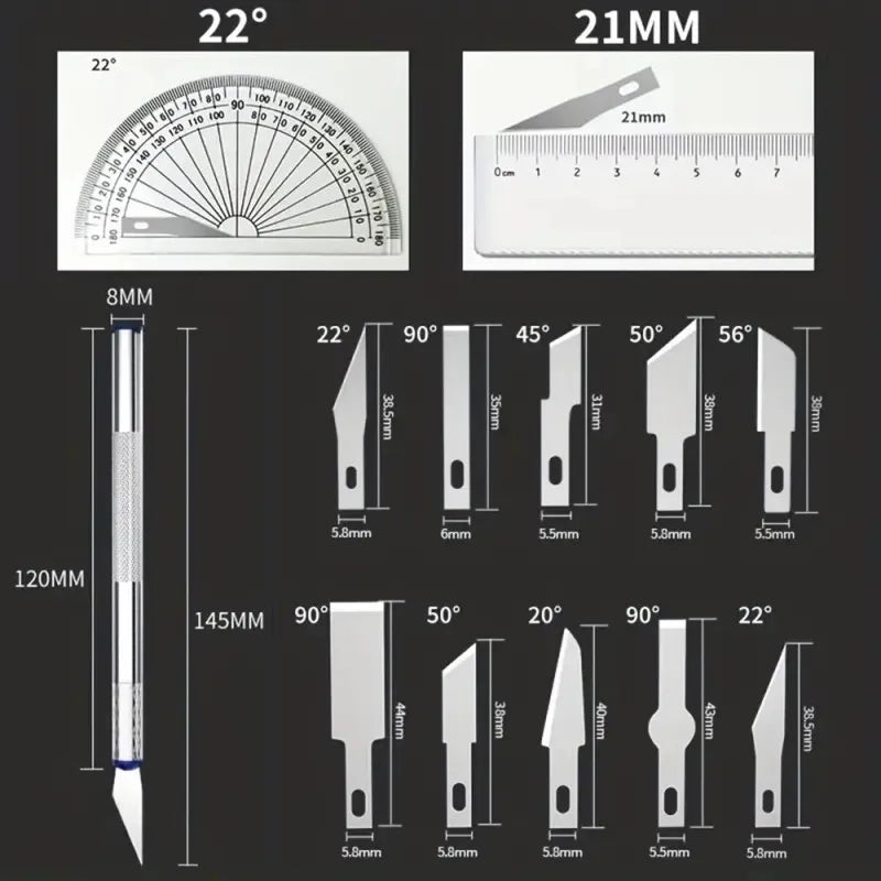 13PCS Precision Metal Knife Set for Art, Paper Cutting, and Crafting,HH-AA37