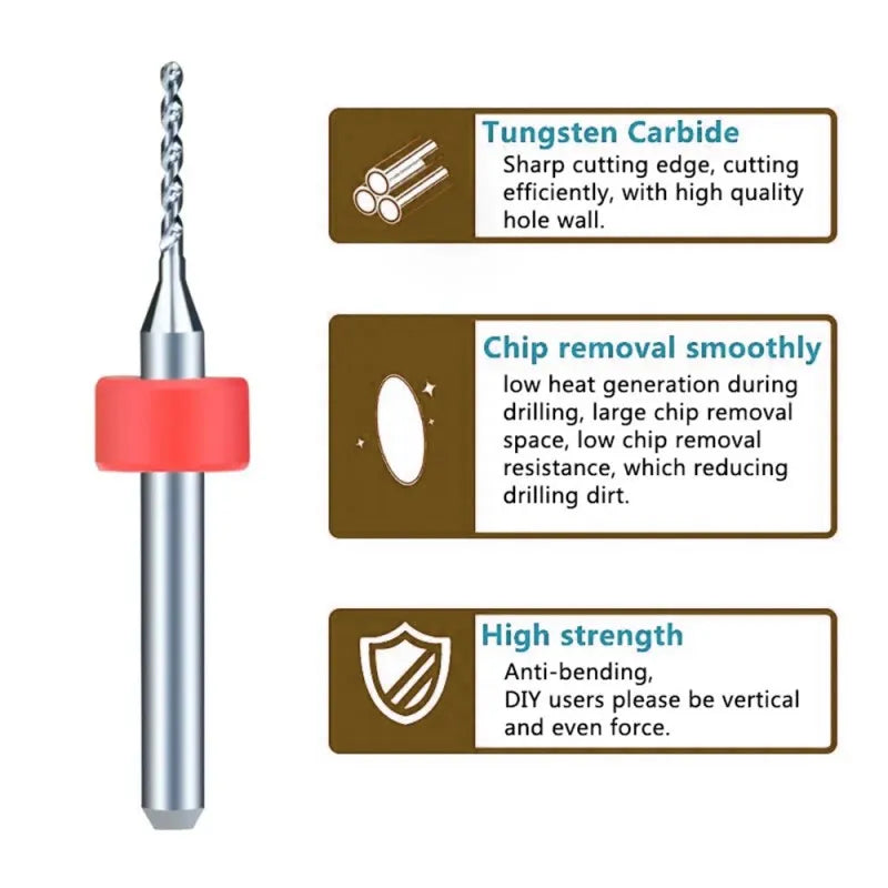 Precision Carbide Gun Drill Bit Set, 0.1-1.2mm for CNC PCB，HH-AA70