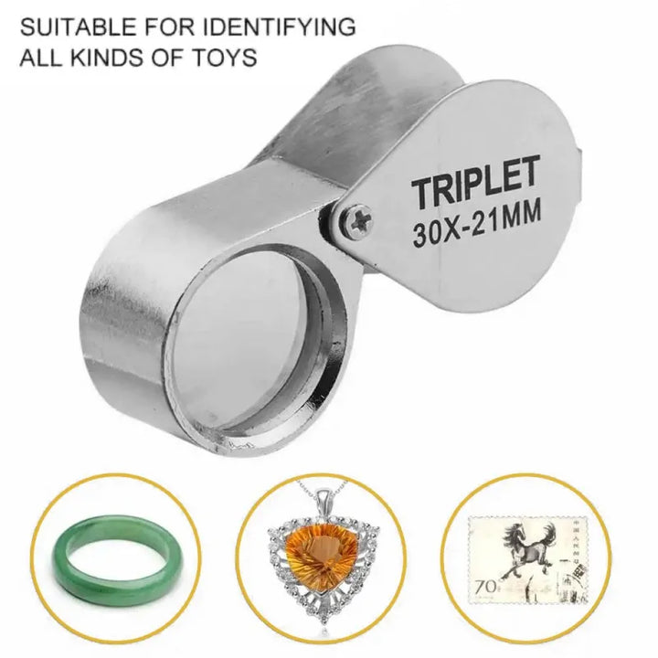 Foldable 10-30X Pocket Magnifier, Jewelry Loupe for Diamond Inspection and Reading,HH-AA83