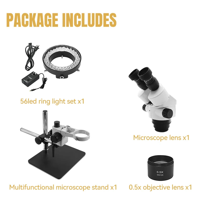 Katway HH-MH03A Binocular Microscope Stereo Zoom,56-Bulb LED Ligh,Boom-Arm Standt,7X-90X Magnification