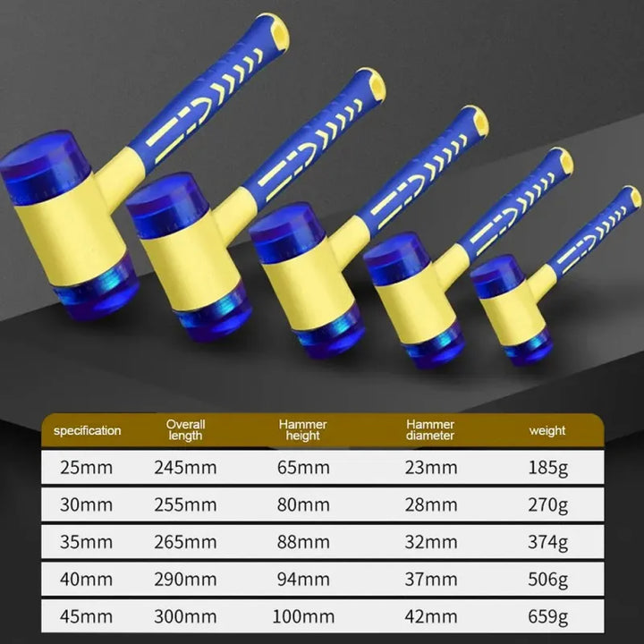 Versatile Rubber Mallet with Double Heads and Insulated Handle, 25mm-45mm,HH-AA64