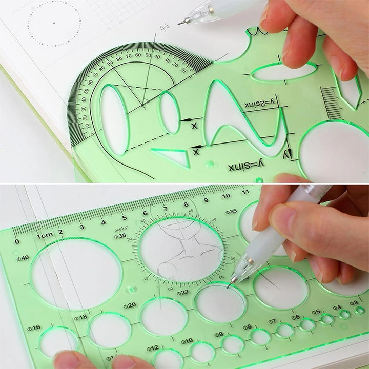 11-Piece Multi-purpose Curve Nut Drawing Template Set Ruler, HH-DS06