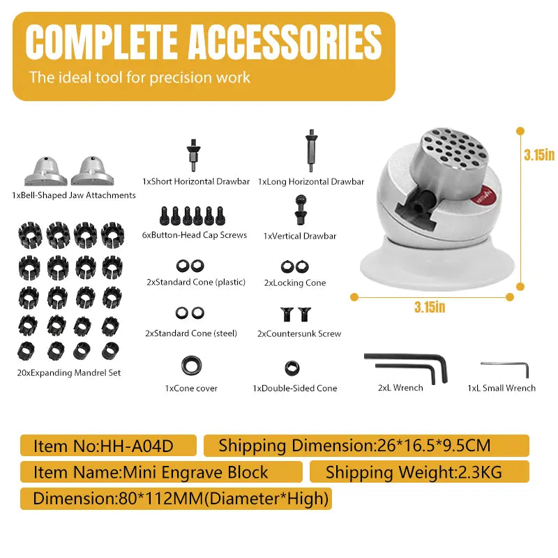 Mini Engraving Block with Accessories 3" HH-A04D