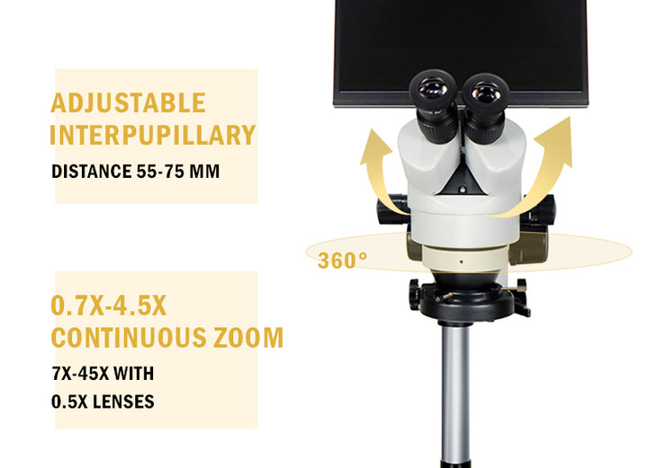 Katway HH-MH03B LCD Digital Trinocular Microscope Stereo Zoom,Boom-Arm Stand 7X-90X Magnification