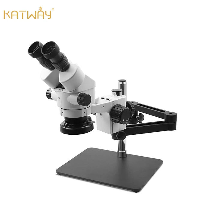 Katway HH-MH02A Binocular Stereo Microscope,Articulating Arm Stand with Base Plate,7X-90X Magnification with LED Light