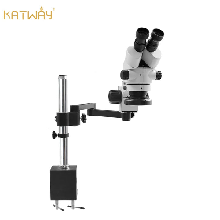 Katway HH-MS03A Binocular Stereo Zoom Microscope,Clamping Articulating Arm Stand 7X-90X Magnification- LED Light