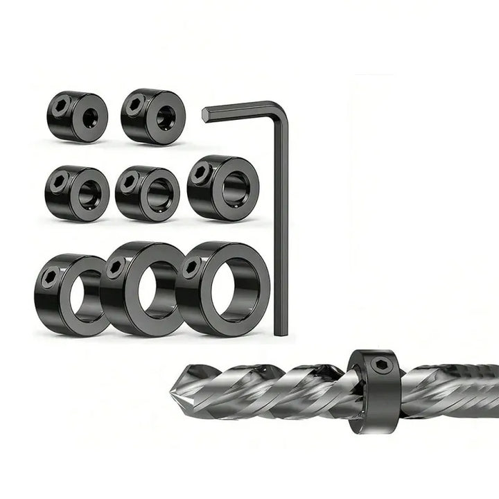 Adjustable Drill Bit Depth Stop Collar Set with Allen Wrench and Positioning Rings,HH-AA98