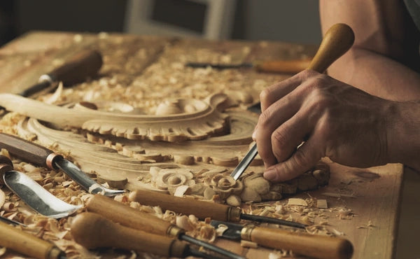 Professional wood carving chisels for detailed relief carving
