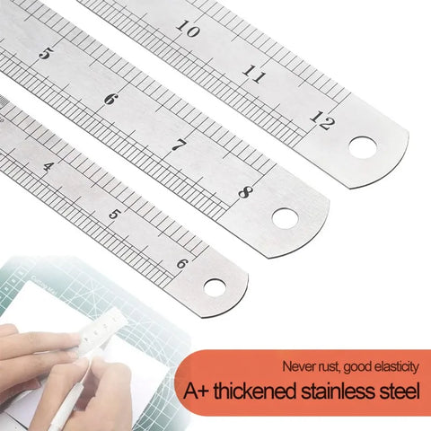 Double-Sided Stainless Steel Metric Ruler with Inch Scale, Durable Measuring Tool for Office and DIY Projects,HH-AA85