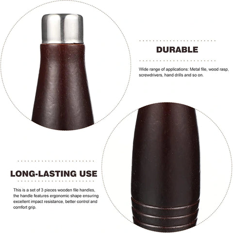 3-Piece Set with Metal Sleeve Wooden File Handle, HH-FA09