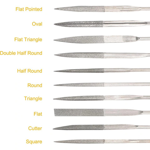 10-Piece Diamond Needle File Set with Fine File Handles, HH-NF01