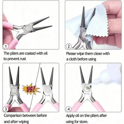 Wire Cutters Round Nose Pliers and Flat Nose Pliers 3-Piece Jewelry Pliers, HH-JP11