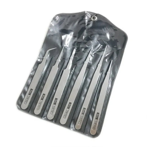 6-Piece Tweezers Set for Crafting with Angled and Straight Tips, HH-TW14
