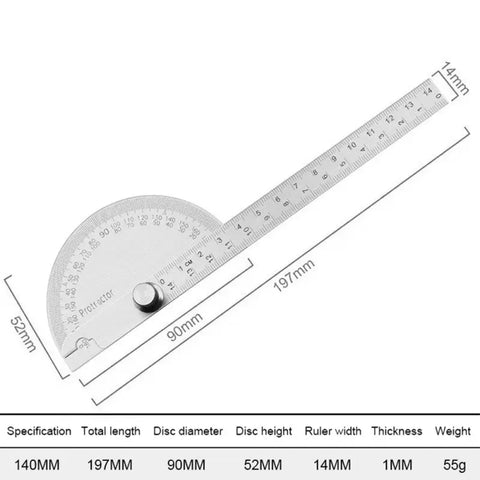 Semi-Circular 180° Protractor Angle Measuring Tool, 14cm Carpenter Divider Ruler,HH-AA90