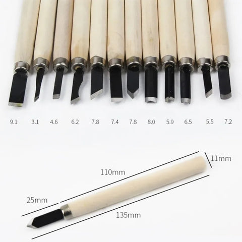 12-Piece Wood Carving Chisel and Knife Set for DIY Projects, Precision Wood Cutting, and Detailed Hand Gouging,HH-AA81