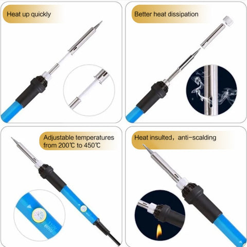 7-in-1 Adjustable Temperature Electric Soldering Iron Kit, 60W Welding Repair Tool, 220V/110V,HH-AA77